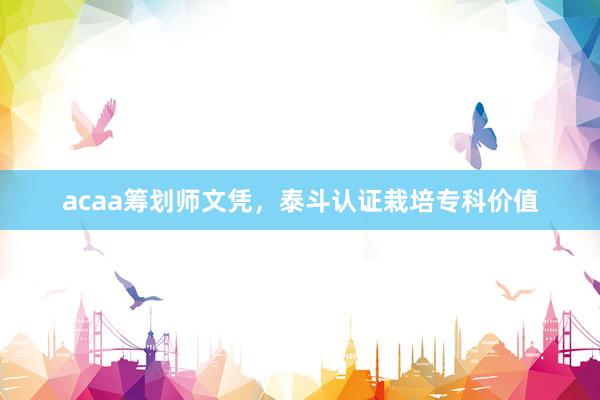 acaa筹划师文凭，泰斗认证栽培专科价值